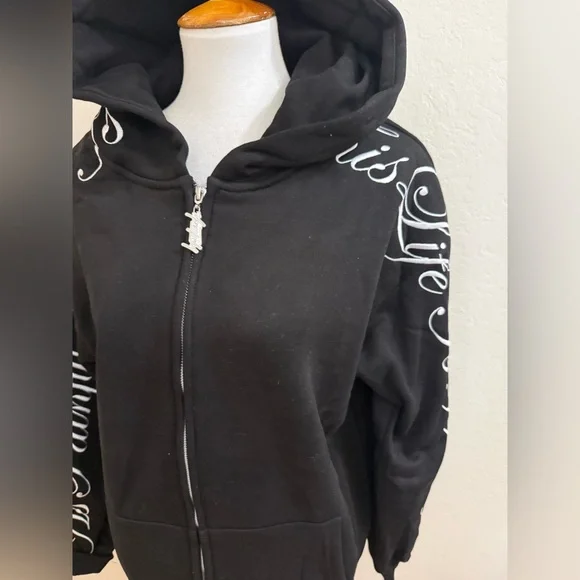 Black Graphic Women's Hoodie - Picture 2 of 2